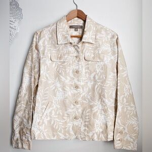 Croft & Barrow Linen Beige Neutral Floral Safari Ivory coastal beachy Monochrome